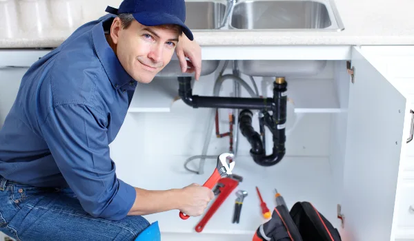 a plumbing technician with a tool belt from Emergency Plumber Kyle in Kyle, TX - Slab leak detection