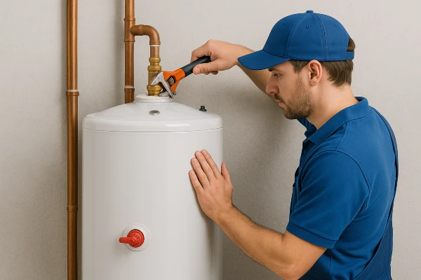 a male plumber installing a garbage disposal from Emergency Plumber Kyle in Kyle, TX - Slab leak detection